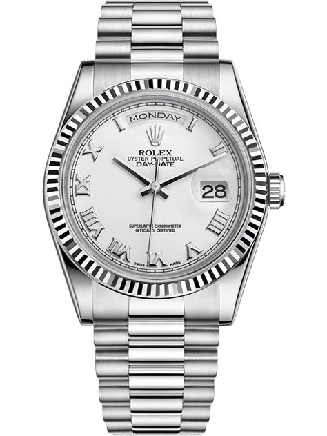 rolex day date white gold roman dial